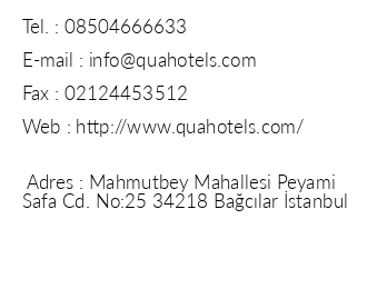 Qua Hotel stanbul iletiim bilgileri